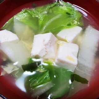 白菜と豆腐の生姜スープ